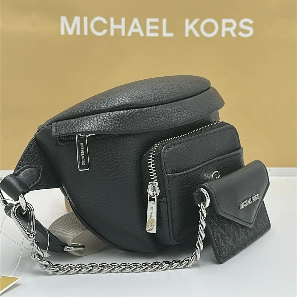 Michael Kors Maisie 2 In 1 Small Leather Waist pack Fanny pack Bag (Black) MK - Picture 4 of 16
